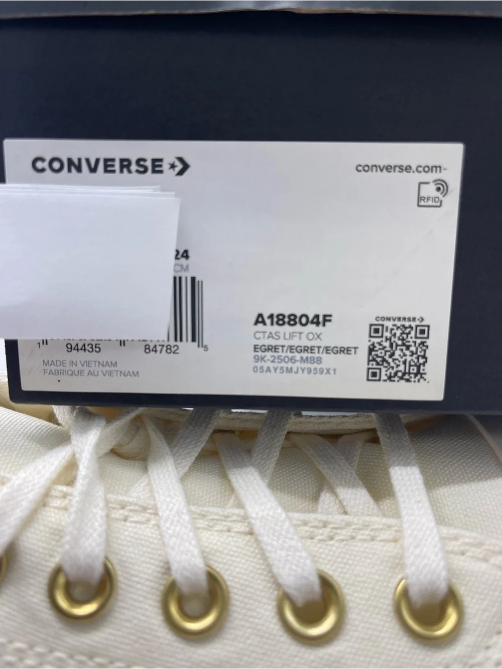 Converse A18804F CTAS LIFT OX EGRET/EGRET/EGRET Platform Sneakers